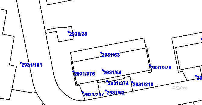 Parcela st. 2931/63 v KÚ Žižkov, Katastrální mapa