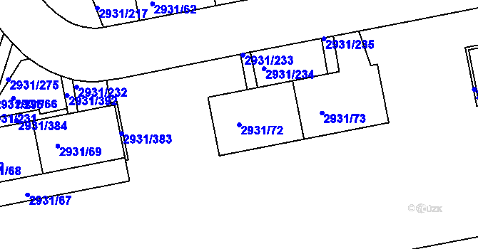 Parcela st. 2931/72 v KÚ Žižkov, Katastrální mapa