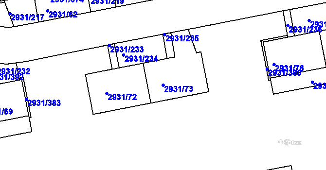 Parcela st. 2931/73 v KÚ Žižkov, Katastrální mapa