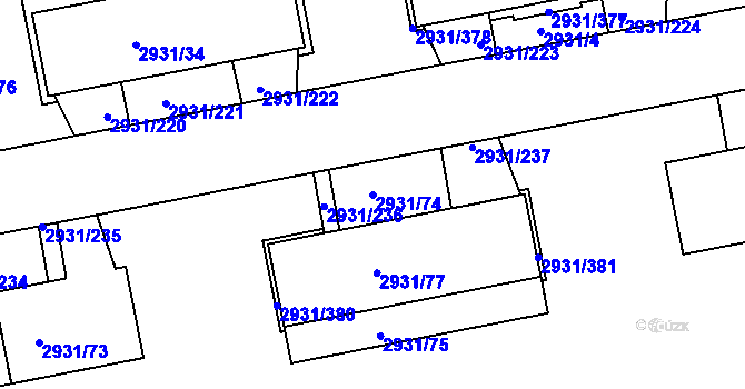 Parcela st. 2931/74 v KÚ Žižkov, Katastrální mapa