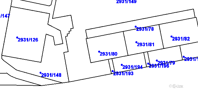 Parcela st. 2931/80 v KÚ Žižkov, Katastrální mapa