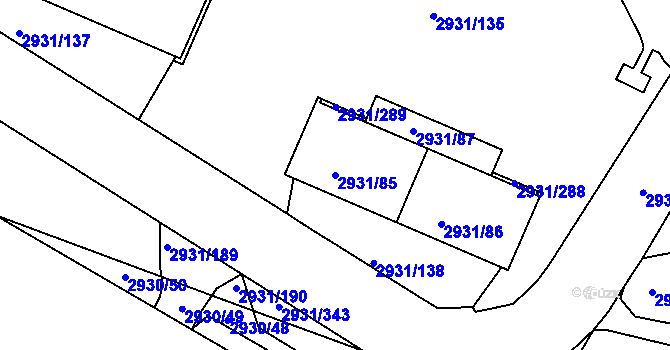 Parcela st. 2931/85 v KÚ Žižkov, Katastrální mapa
