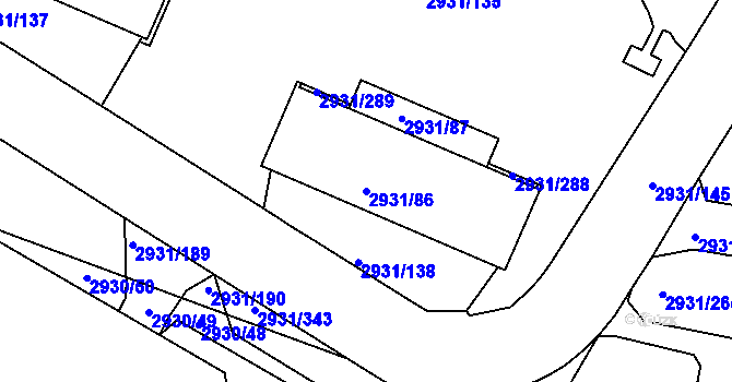 Parcela st. 2931/86 v KÚ Žižkov, Katastrální mapa