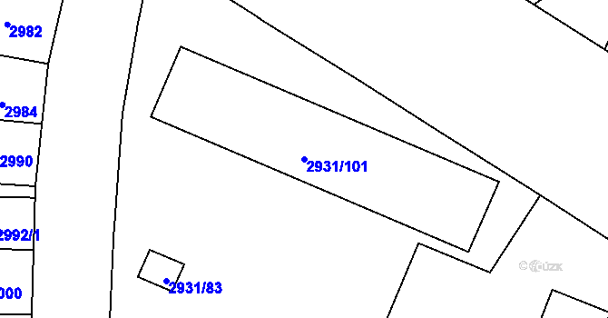 Parcela st. 2931/101 v KÚ Žižkov, Katastrální mapa
