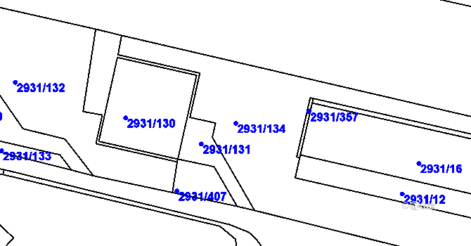 Parcela st. 2931/134 v KÚ Žižkov, Katastrální mapa