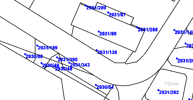 Parcela st. 2931/138 v KÚ Žižkov, Katastrální mapa