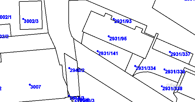 Parcela st. 2931/141 v KÚ Žižkov, Katastrální mapa