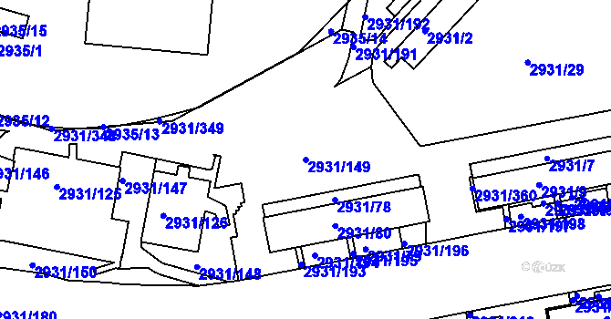 Parcela st. 2931/149 v KÚ Žižkov, Katastrální mapa
