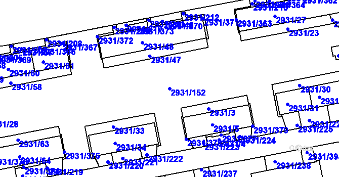 Parcela st. 2931/152 v KÚ Žižkov, Katastrální mapa