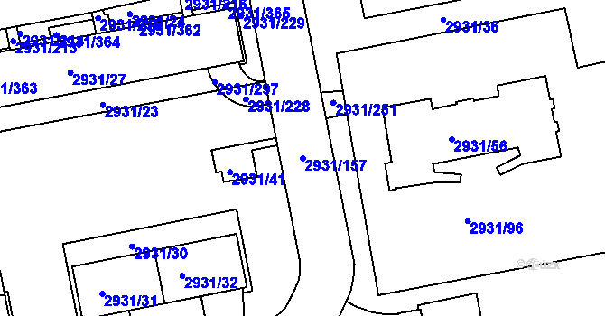 Parcela st. 2931/157 v KÚ Žižkov, Katastrální mapa