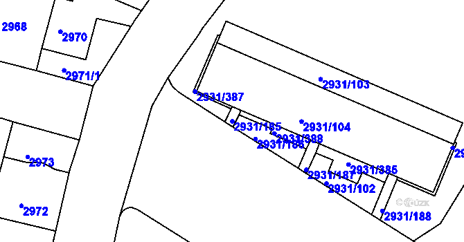Parcela st. 2931/185 v KÚ Žižkov, Katastrální mapa