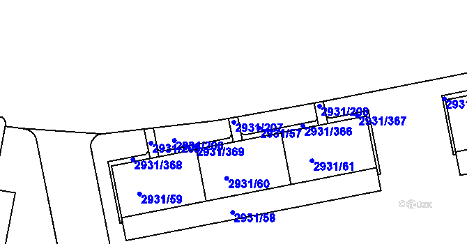 Parcela st. 2931/207 v KÚ Žižkov, Katastrální mapa