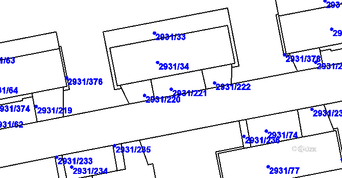 Parcela st. 2931/221 v KÚ Žižkov, Katastrální mapa