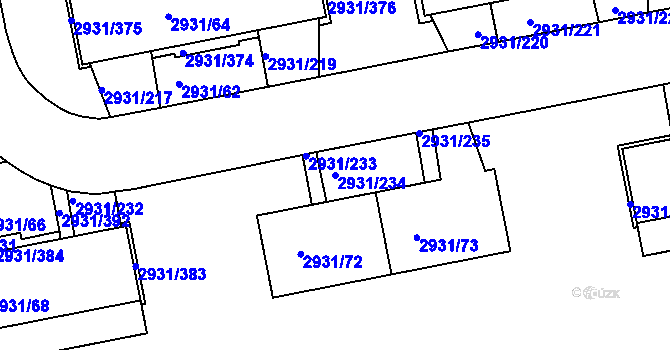 Parcela st. 2931/234 v KÚ Žižkov, Katastrální mapa