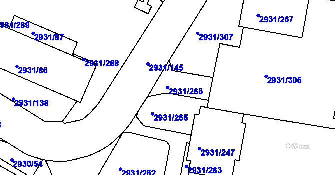Parcela st. 2931/266 v KÚ Žižkov, Katastrální mapa