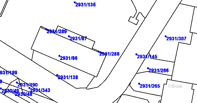 Parcela st. 2931/288 v KÚ Žižkov, Katastrální mapa