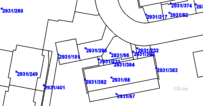 Parcela st. 2931/295 v KÚ Žižkov, Katastrální mapa