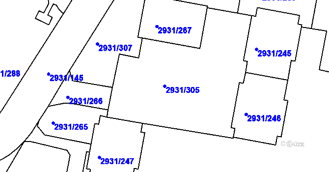 Parcela st. 2931/305 v KÚ Žižkov, Katastrální mapa