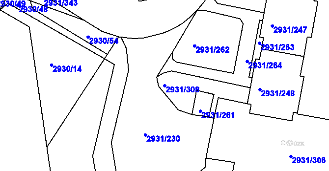 Parcela st. 2931/308 v KÚ Žižkov, Katastrální mapa