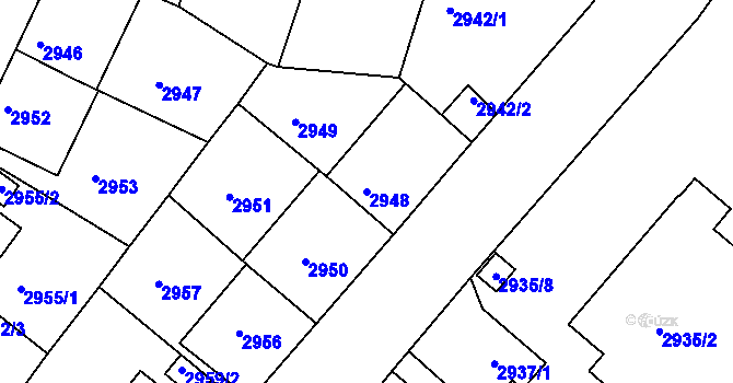 Parcela st. 2948 v KÚ Žižkov, Katastrální mapa