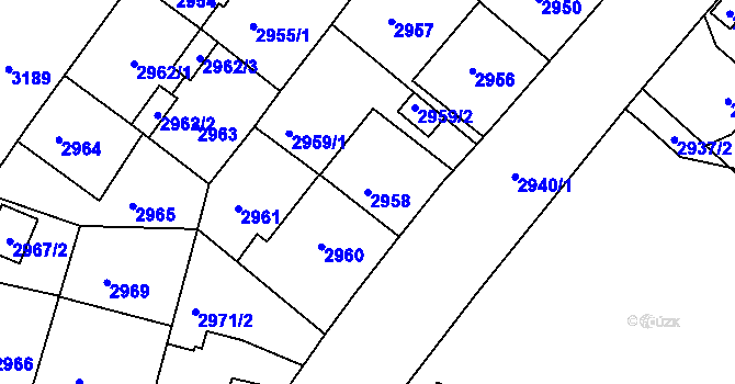 Parcela st. 2958 v KÚ Žižkov, Katastrální mapa