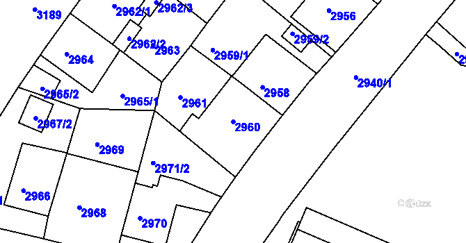 Parcela st. 2960 v KÚ Žižkov, Katastrální mapa