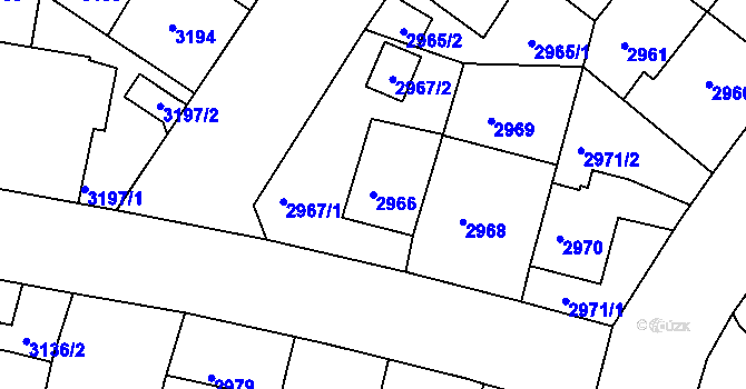 Parcela st. 2966 v KÚ Žižkov, Katastrální mapa