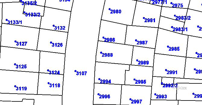 Parcela st. 2988 v KÚ Žižkov, Katastrální mapa