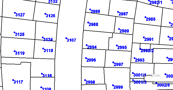 Parcela st. 2994 v KÚ Žižkov, Katastrální mapa