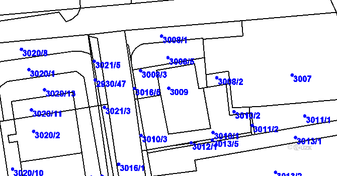 Parcela st. 3009 v KÚ Žižkov, Katastrální mapa