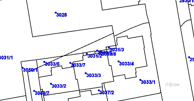 Parcela st. 3033/6 v KÚ Žižkov, Katastrální mapa