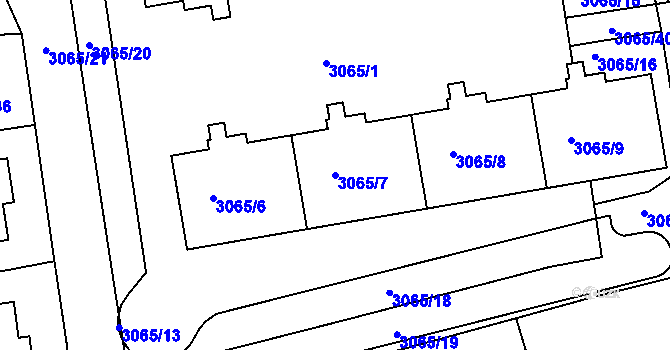 Parcela st. 3065/7 v KÚ Žižkov, Katastrální mapa