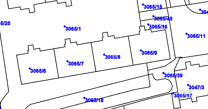 Parcela st. 3065/8 v KÚ Žižkov, Katastrální mapa