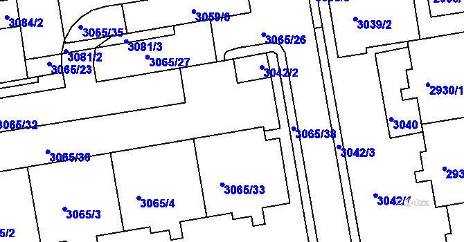 Parcela st. 3065/14 v KÚ Žižkov, Katastrální mapa