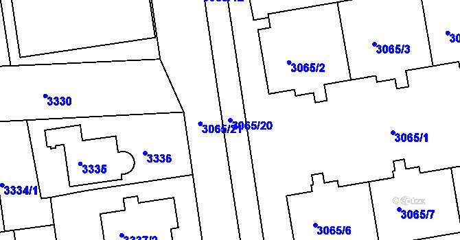 Parcela st. 3065/20 v KÚ Žižkov, Katastrální mapa