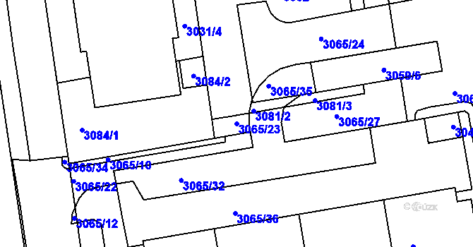 Parcela st. 3065/23 v KÚ Žižkov, Katastrální mapa