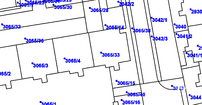 Parcela st. 3065/33 v KÚ Žižkov, Katastrální mapa