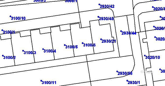 Parcela st. 3100/6 v KÚ Žižkov, Katastrální mapa