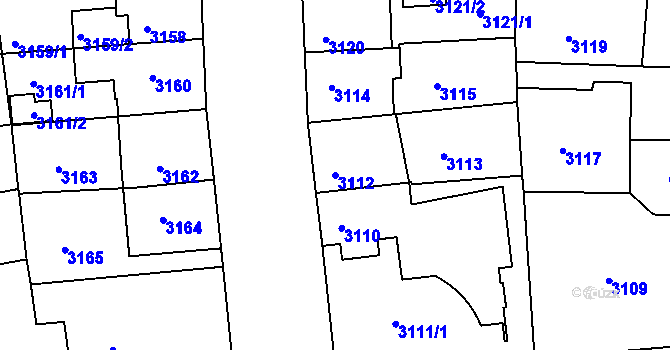 Parcela st. 3112 v KÚ Žižkov, Katastrální mapa