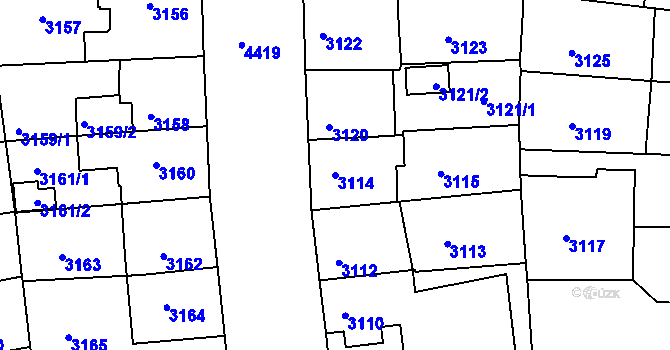 Parcela st. 3114 v KÚ Žižkov, Katastrální mapa