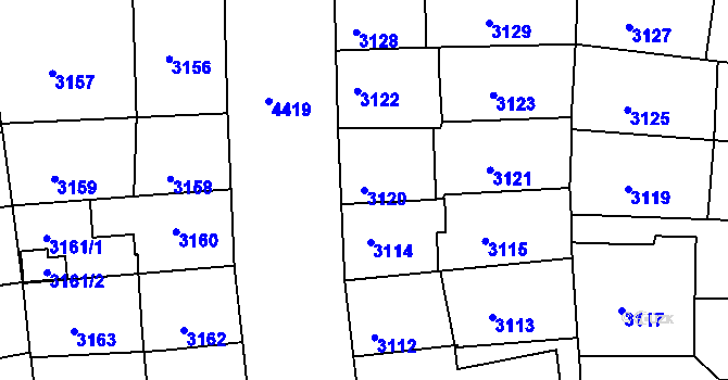 Parcela st. 3120 v KÚ Žižkov, Katastrální mapa