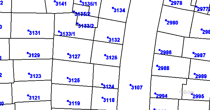 Parcela st. 3126 v KÚ Žižkov, Katastrální mapa