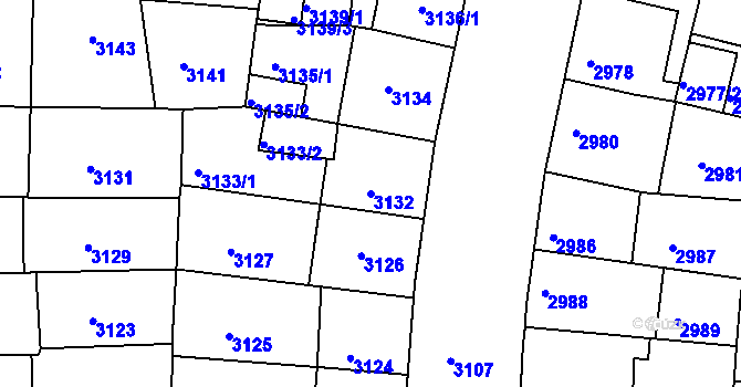 Parcela st. 3132 v KÚ Žižkov, Katastrální mapa