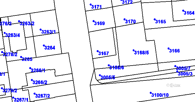 Parcela st. 3167 v KÚ Žižkov, Katastrální mapa