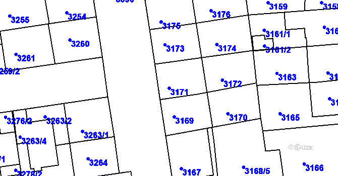Parcela st. 3171 v KÚ Žižkov, Katastrální mapa