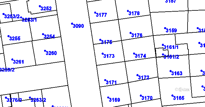 Parcela st. 3173 v KÚ Žižkov, Katastrální mapa