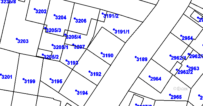 Parcela st. 3190 v KÚ Žižkov, Katastrální mapa