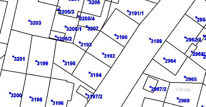 Parcela st. 3192 v KÚ Žižkov, Katastrální mapa