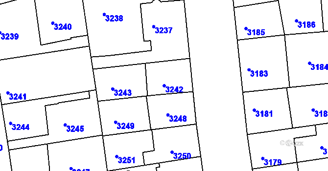 Parcela st. 3242 v KÚ Žižkov, Katastrální mapa