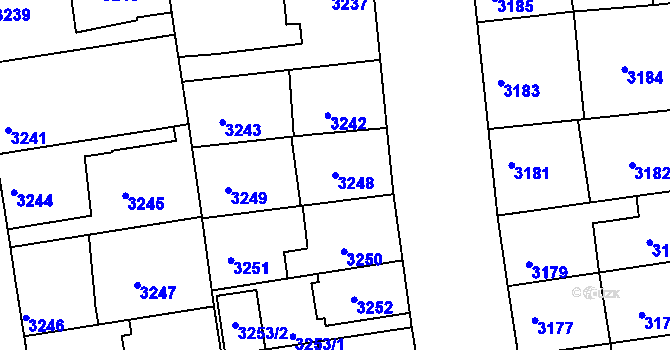 Parcela st. 3248 v KÚ Žižkov, Katastrální mapa